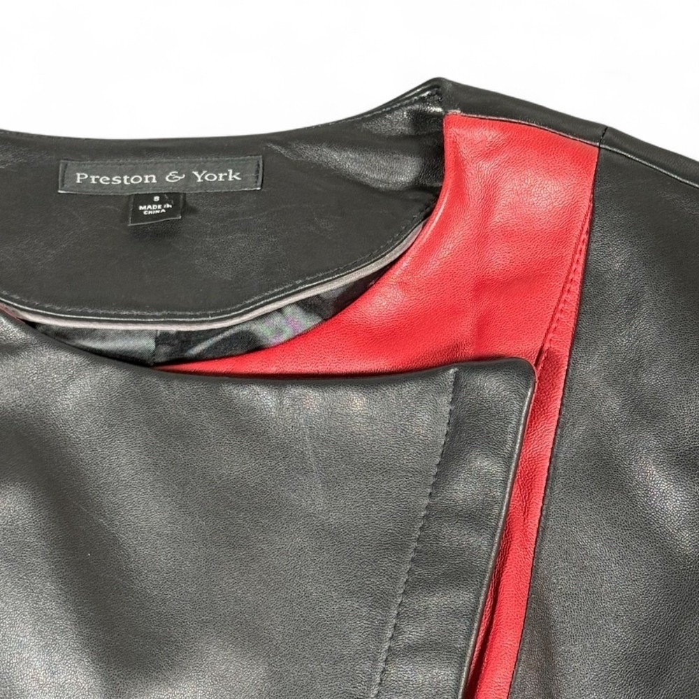 Preston York Black Red Lambskin Leather Asymmetrical Moto Mobwife Jacket Women S - Picture 6 of 11